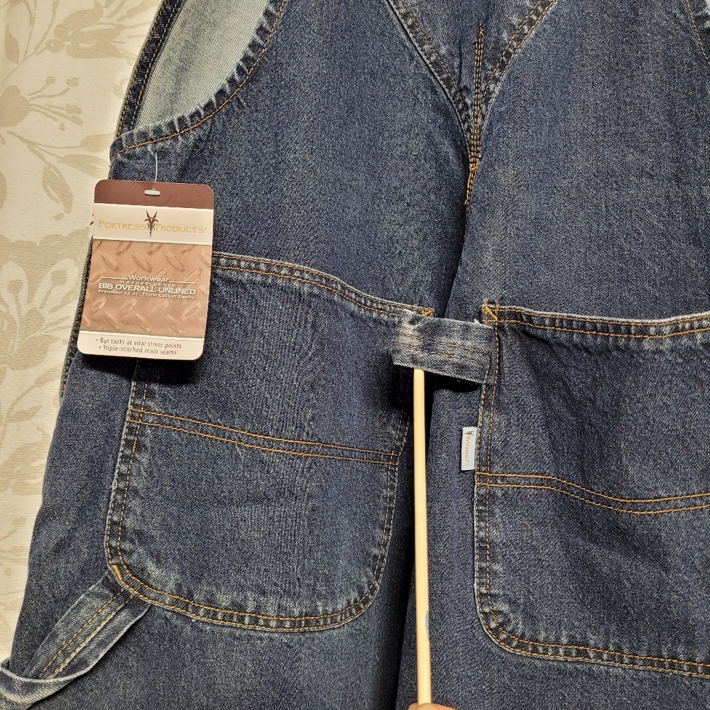 Fortress Products Mens Workwear Washed Denim Bib Overall-Unlined 42/30 - Picture 8 of 11
